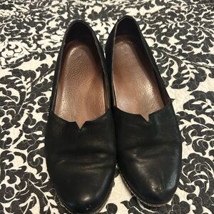 Dansko Black Leather Women's Wedge Clogs
